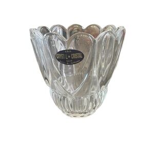 DePlomo Lead Crystal Heart Mini Vase / Votive Holder.